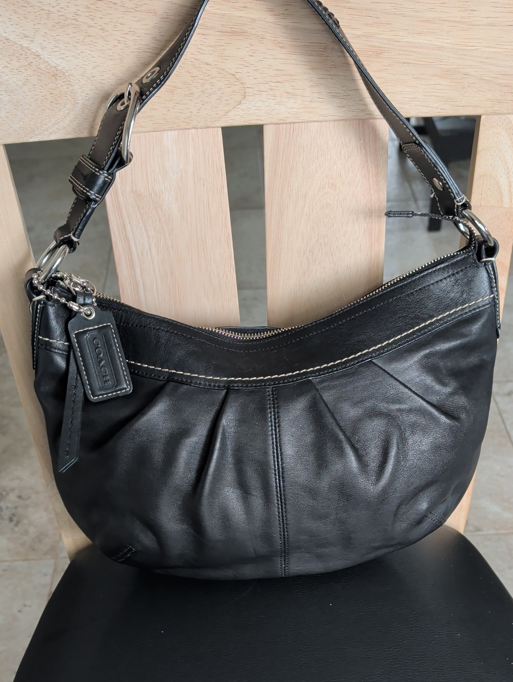 Vintage Coach Soho Pleated Leather Shoulder Bag (F13730) EUC